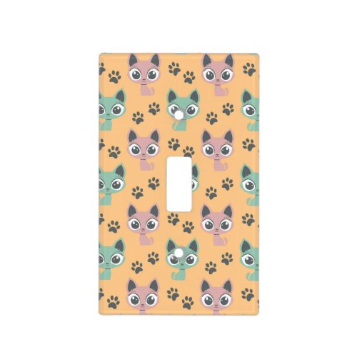 Cute Adorable Kitten Big Eyes Cat Paw Pattern Light Switch Cover