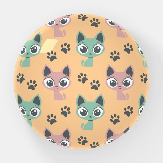 Cute Adorable Kitten Big Eyes Cat Paws Cartoon Paperweight (Front)