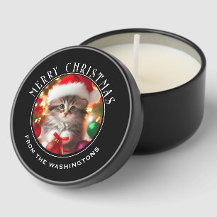 Cute & Adorable Kitten Personalized Christmas Mini Candle Favors