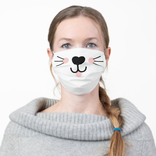 Cute Adorable Kitty Cat Face Cheeks  Whiskers Adult Cloth Face Mask
