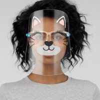 Cute Adorable Kitty Cat Face Ears Lashes Whiskers Face Shield