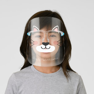 Cute Adorable Kitty Cat Face Ears & Whiskers Kids' Face Shield