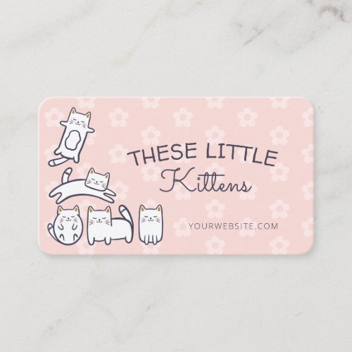 Cute Adorable Kitty Cat Pet Care Services Pink Business Card