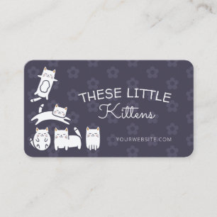 Cute Adorable Kitty Cat Pet Care Services Purple Business Card