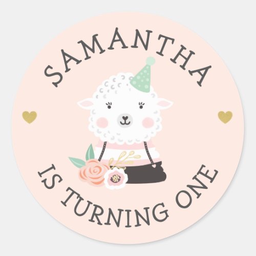 Cute Adorable Lamb Party Animal Classic Round Sticker