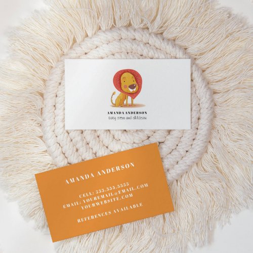 Cute Adorable Lion Baby sitter child care Business Card