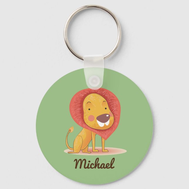 Cute Adorable Lion personalized custom color Keychain (Front)