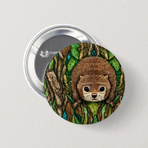 Cute Adorable Little Baby Beaver Button