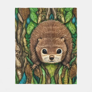 Cute Adorable Little Baby Beaver Fleece Blanket