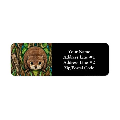 Cute Adorable Little Baby Beaver Label