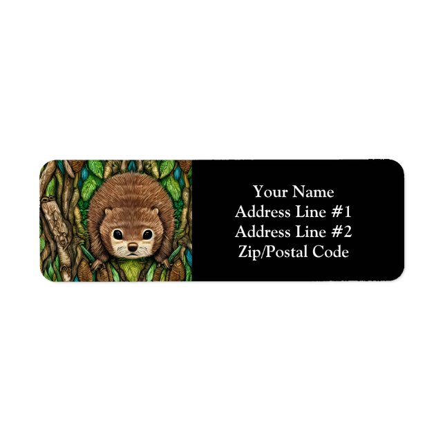 Cute Adorable Little Baby Beaver Label (Front)