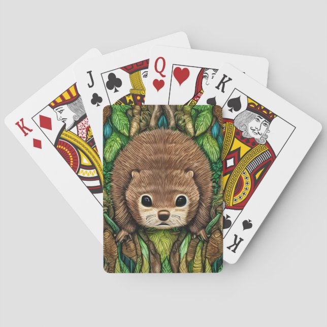 Cute Adorable Little Baby Beaver Poker Cards (Back)