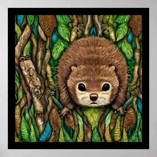 Cute Adorable Little Baby Beaver Poster