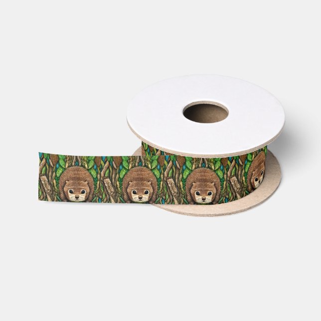 Cute Adorable Little Baby Beaver Satin Ribbon (Spool)