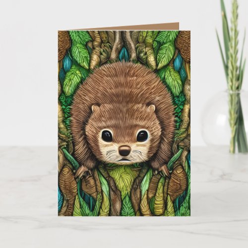 Cute Adorable Little Baby Beaver Thank You Card