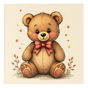 Cute adorable little brown bear with tie acrylic print