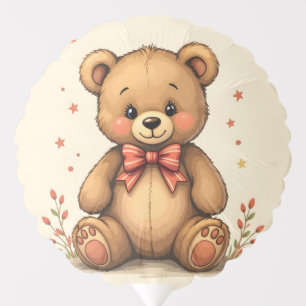 Cute adorable little brown bear with tie balloon