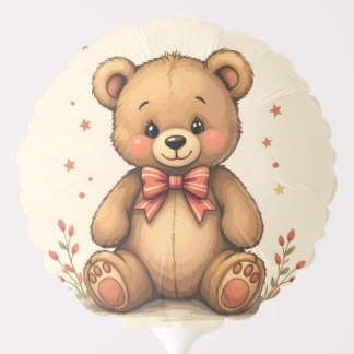 Cute adorable little brown bear with tie balloon