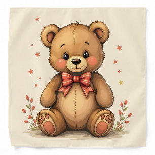 Cute adorable little brown bear with tie bandana