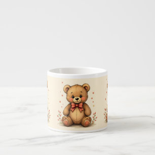 Cute adorable little brown bear with tie espresso cup