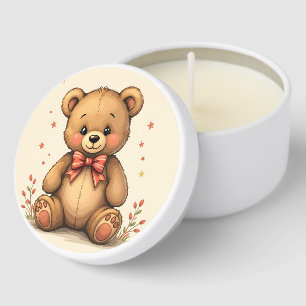 Cute adorable little brown bear with tie mini candle favors