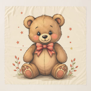 Cute adorable little brown bear with tie scarf