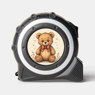 Cute adorable little brown bear with tie tape measure