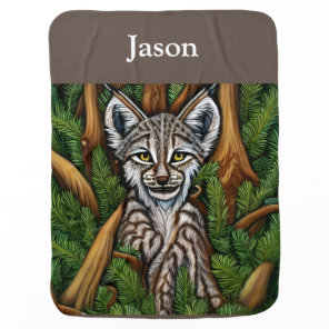 Cute Adorable Little Lynx Kitten Baby Blanket
