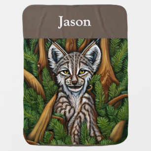 Cute Adorable Little Lynx Kitten Baby Blanket