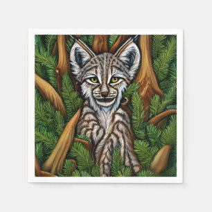 Cute Adorable Little Lynx Kitten Napkins