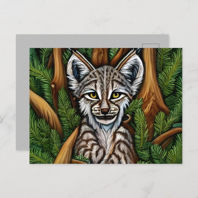 Cute Adorable Little Lynx Kitten Postcard (Front/Back)