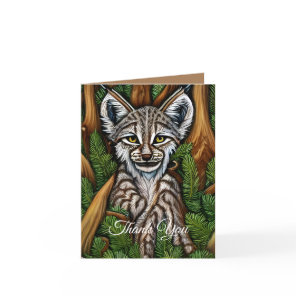 Cute Adorable Little Lynx Kitten Thank You Card