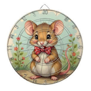 Cute adorable little mouse with tie dart board