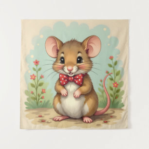 Cute adorable little mouse with tie tapestry
