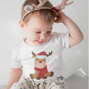 Cute Adorable Merry Christmas Reindeer Baby T-Shirt