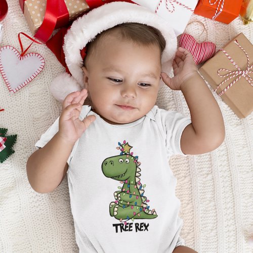 Cute Adorable Merry Christmas TREE REX Baby T_Shirt