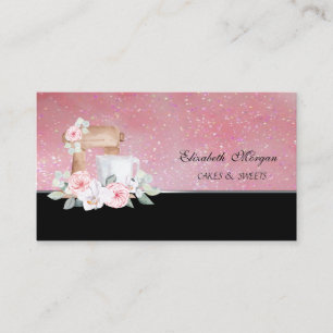 Cute Adorable Mixer Flowers Bakery Business Card