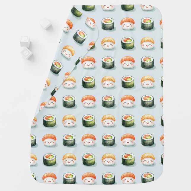 Cute Adorable Modern Sushi Baby Blanket (In Situ)