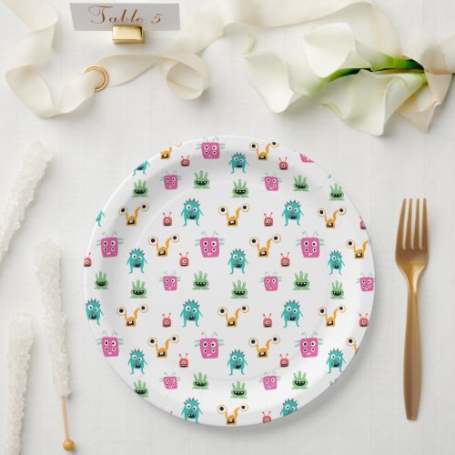 Cute Adorable Monsters Colorful Kids Boys Party  Paper Plates