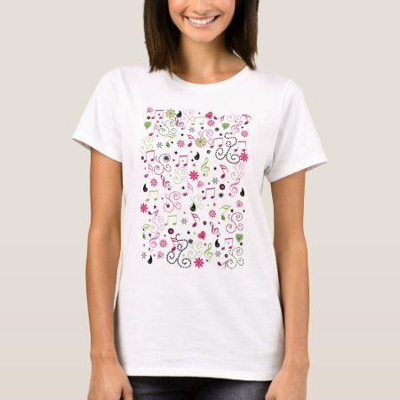 Cute Adorable Music Notes Flowers T-shirt