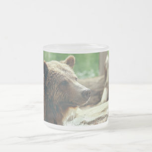 Cute Adorable Nature Bear Animal Face Eyes Frosted Glass Coffee Mug