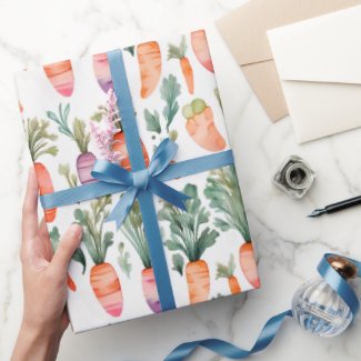 Cute Adorable Orange Carrot Garden Watercolor  