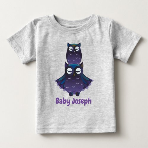 Cute Adorable Owl and Seal Cub Graphic Baby T_Shirt