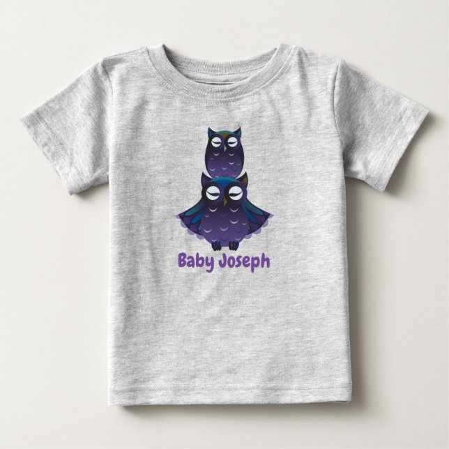 Cute Adorable Owl and Seal Cub Graphic Baby T-Shirt (Front)