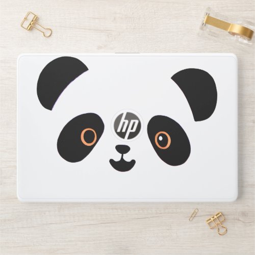 Cute Adorable Panda Face _ Classic white HP Laptop Skin