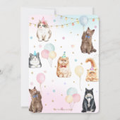 Cute Adorable Pawty Cats Balloons Birthday Party I Invitation (Back)