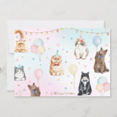 Cute Adorable Pawty Cats Balloons Birthday Photo  Invitation (Back)