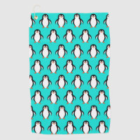 Cute Adorable Penguins Pattern on Turquoise Blue 