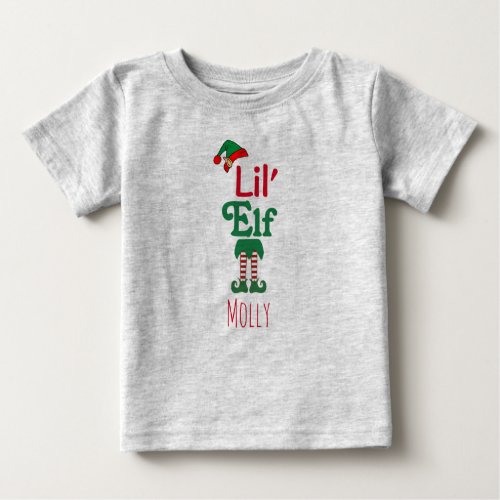 Cute Adorable Personalized Little Christmas Elf Baby T_Shirt