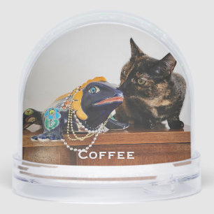Cute Adorable Pet Cat, Dog, Baby Photo with Name Snow Globe